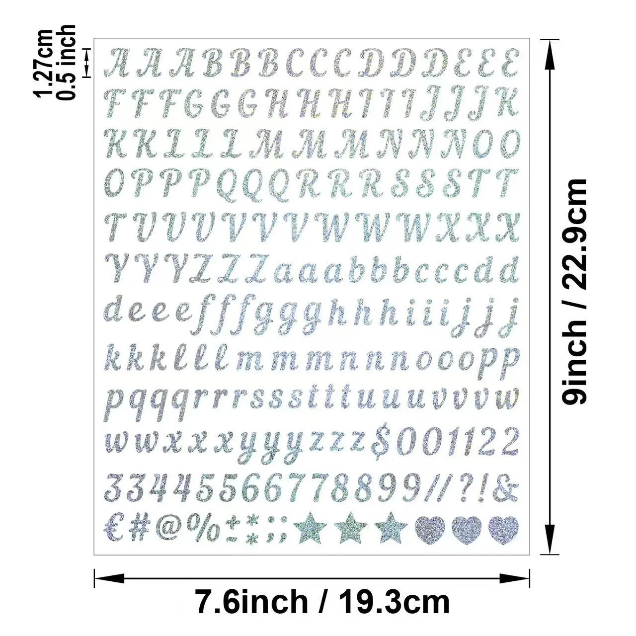 Hareharrizko apaingarrizko eranskailu alfabetikoa eta zenbakizkoa