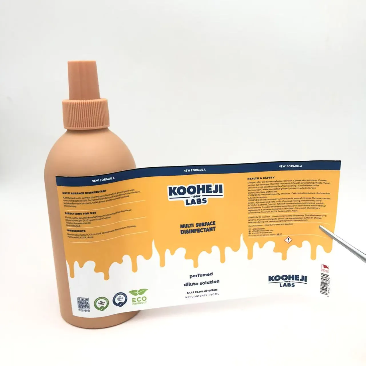 Botilen desinfektatzaileen ontzien etiketak