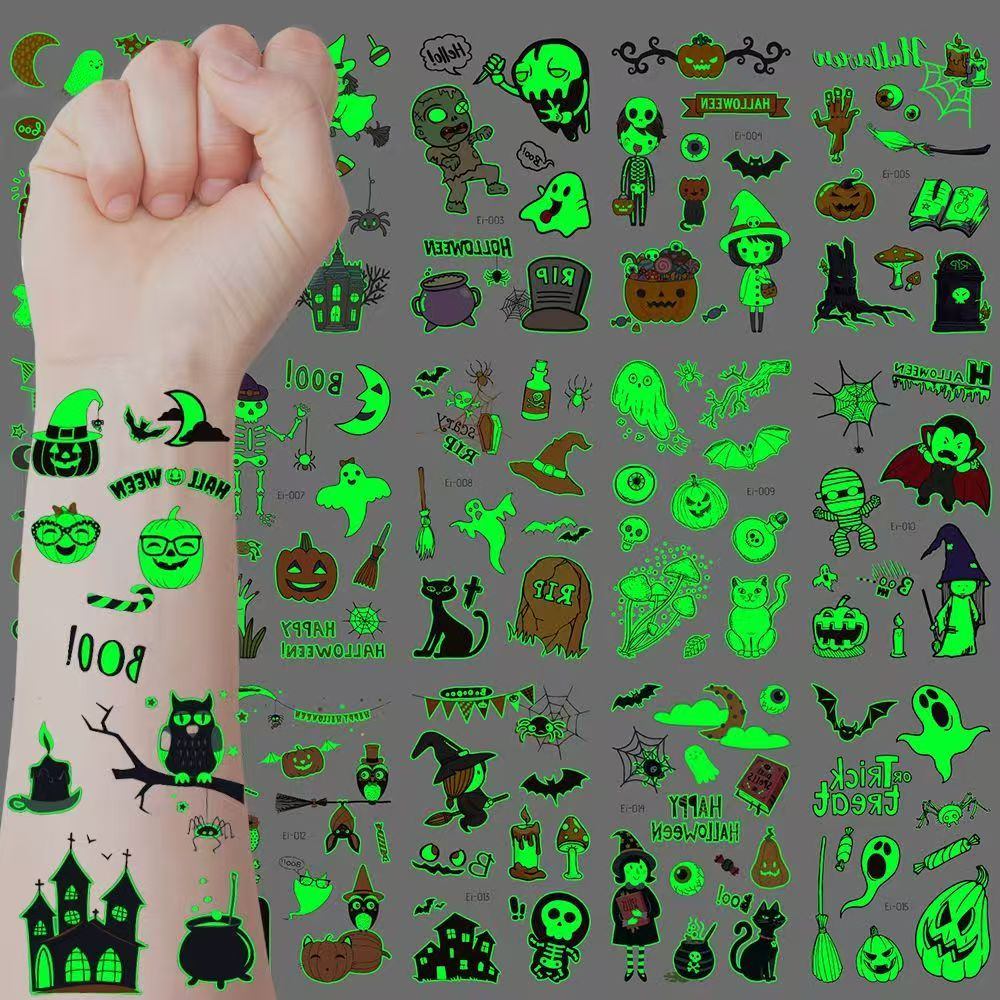 Halloween gaueko distira tatuaje eranskailuak